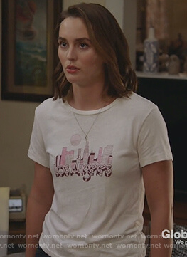 Angie’s white Los Angeles tee on Single Parents