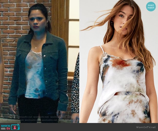 Wilfred Ruffle Camisole in Tie Dye worn by Mel Vera (Melonie Diaz) on Charmed