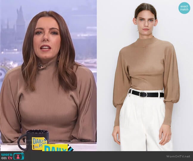 Puff Sleeved Sweater by Zara worn by Melanie Bromley on E! News