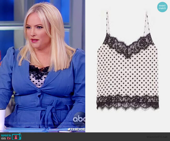 Polka Dot Cami with Lace Trim by Zara worn by Meghan McCain on The View