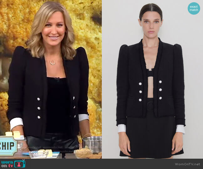 WornOnTV: Lara’s black tweed puff shoulder jacket on Good Morning ...