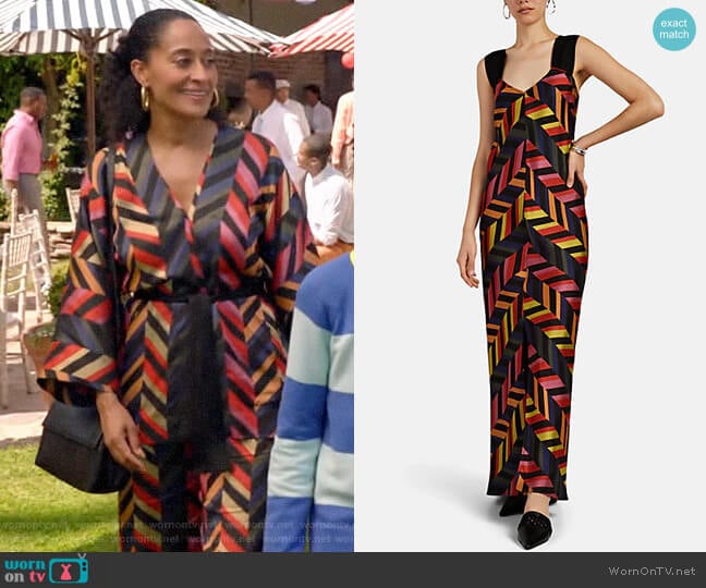 Zero + Maria Cornejo Alexia Chevron Jacquard Maxi Dress worn by Rainbow Johnson (Tracee Ellis Ross) on Black-ish