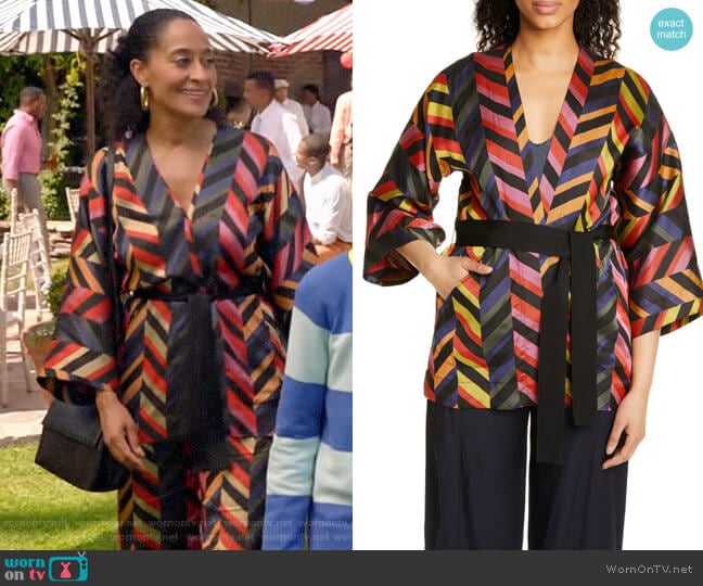 Zero + Maria Cornejo Oki Chevron Jacquard Jacket worn by Rainbow Johnson (Tracee Ellis Ross) on Black-ish