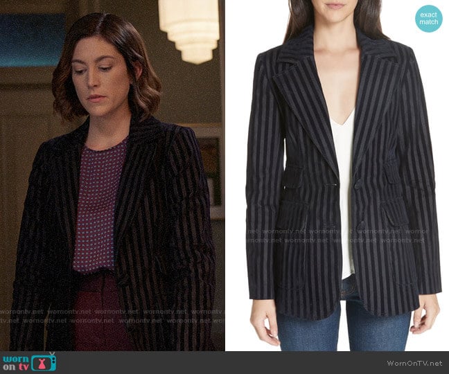 WornOnTV: Sydney’s striped blazer and printed blouse on Bluff City Law ...