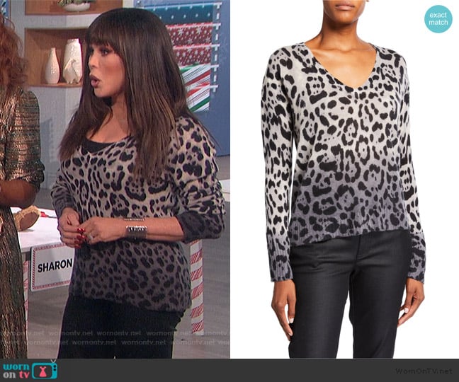 Lauren Leopard-Print Ombre Cashmere Sweater by 360 Sweater worn by Marie Osmond on The Talk