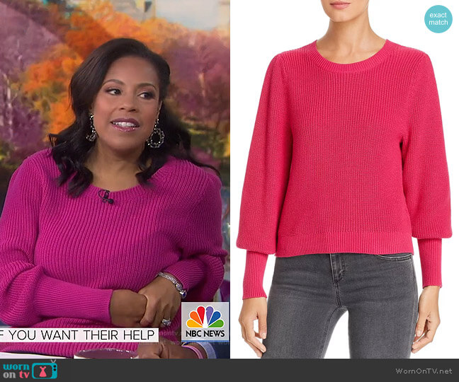 Ribbed Bishop-Sleeve Sweater by 525 America worn by Sheinelle Jones on Today