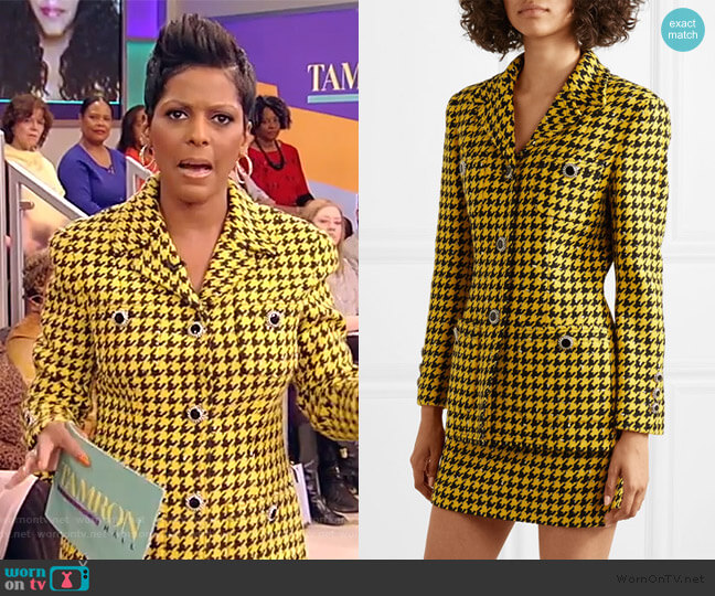 Houndstooth wool-blend tweed Jacket and skirt by Alessandra Rich worn by Tamron Hall  on Tamron Hall Show