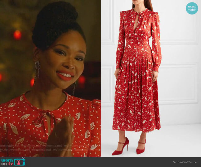 Silk-Jacquard Midi Dress by Alessandra Rich worn by Monica Colby (Wakeema Hollis) on Dynasty