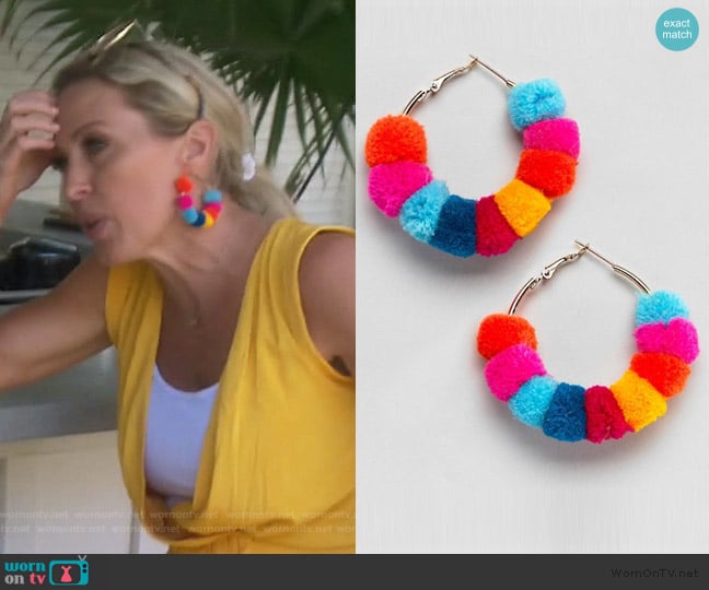 Multicolor Pom Pom Earrings by ASOS worn by Braunwyn Windham-Burke on The Real Housewives of Orange County