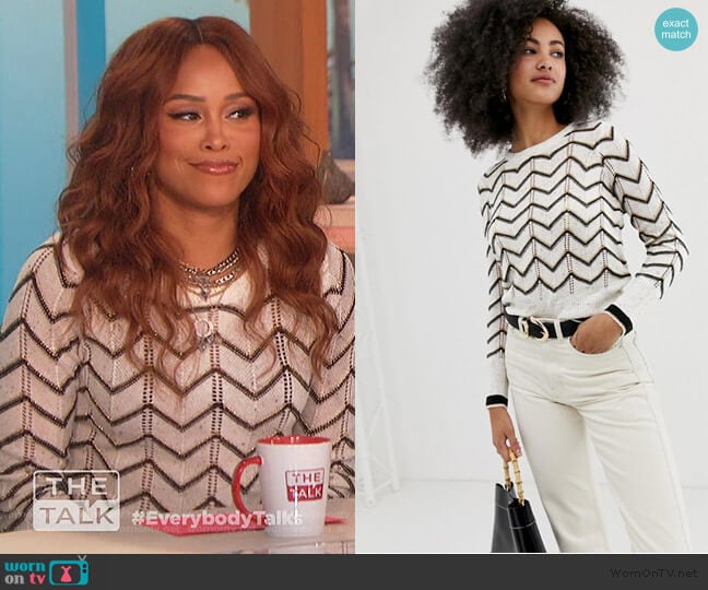 Chevron Stripe Sweater by River Island worn by Eve on The Talk