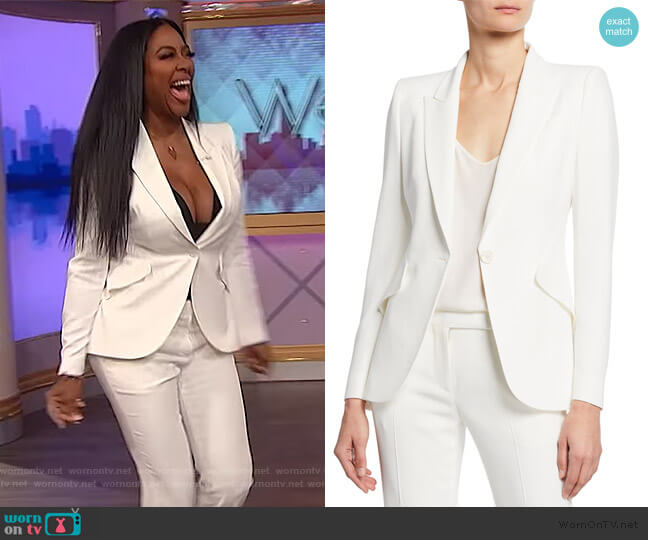 Grain de poudre wool blazer and pants by Alexander McQueen worn by Kenya Moore on The Wendy Williams Show