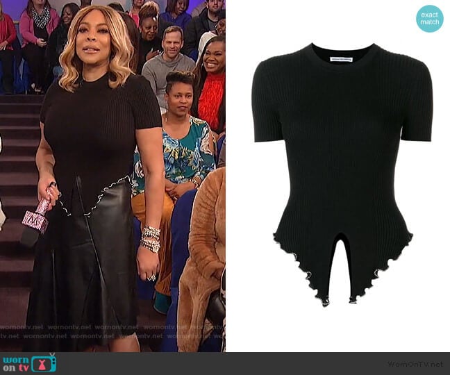 Embellished Knitted T-shirt by Alexander Wang worn by Wendy Williams on The Wendy Williams Show