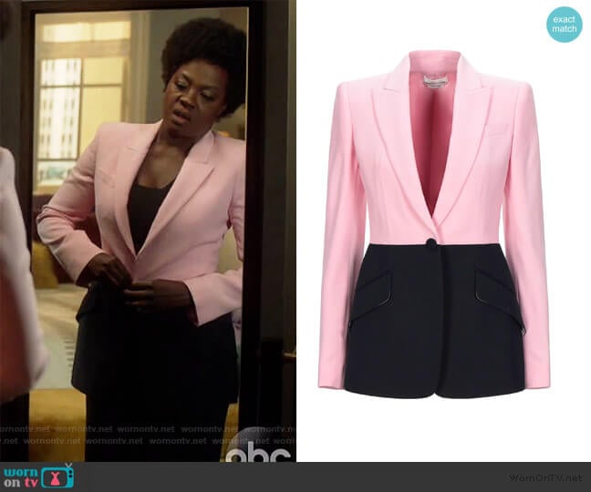 Bi-Color One-Button Jacket by Alexander McQueen worn by Annalise Keating (Viola Davis) on How to Get Away with Murder