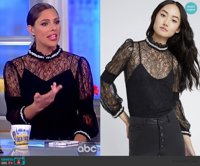 Jewel Crystal Lace Blouse by Alice + Olivia worn by Abby Huntsman on The View