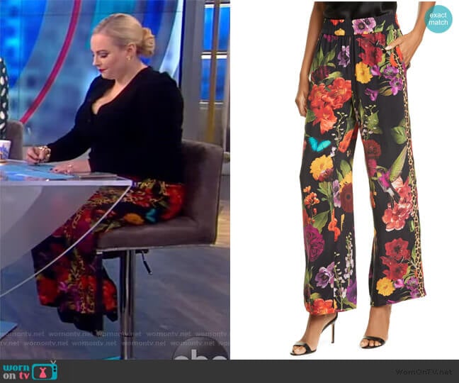 Benny Floral Smock Waist Pants by Alice + Olivia worn by Meghan McCain on The View