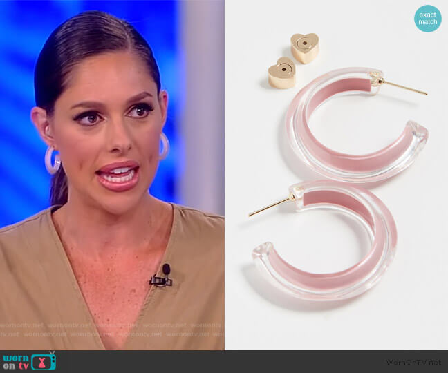Small Jelly Hoops by Alison Lou worn by Abby Huntsman  on The View