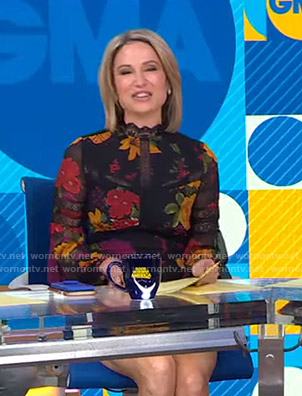 Amy’s black floral lace inset dress on Good Morning America