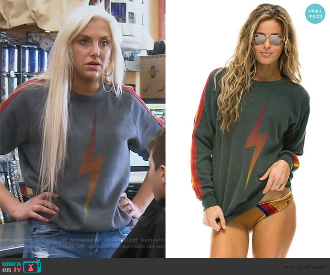 Bolt Fade Sweatshirt by Aviator Nation worn by Gina Kirschenheiter  on The Real Housewives of Orange County