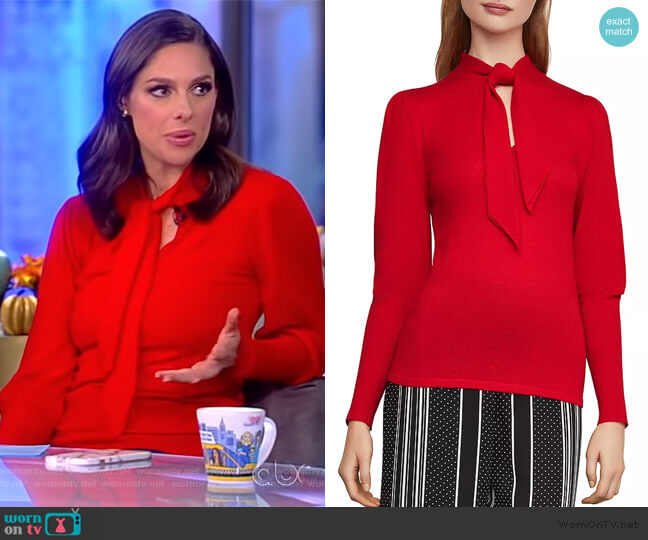 Tie-Neck Sweater by BCBGMAXAZRIA worn by Abby Huntsman on The View