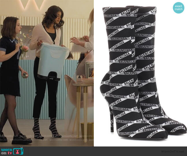 Balenciaga Logo Printed Sock Effect Boots by Balenciaga worn by Alison S (Vella Lovell) on Dollface