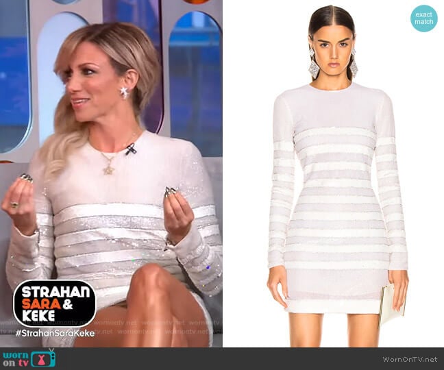 Sequin Stripe Mini Dress by Balmain worn by Debbie Gibson on GMA Strahan Sara And Keke