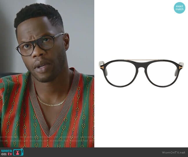 Black Pilot Shape Glasses by Tom Ford worn by Jeff Colby (Sam Adegoke) on Dynasty