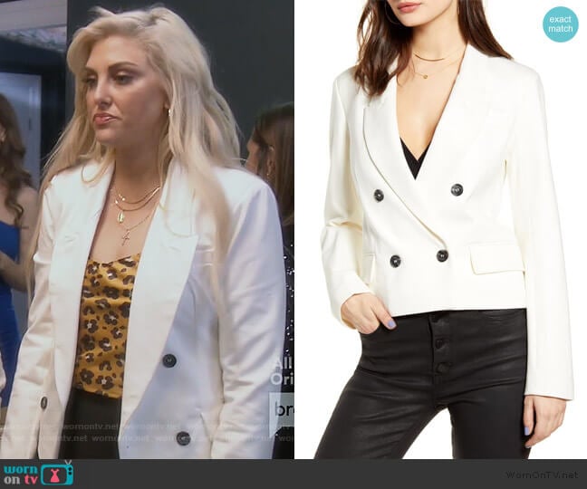 Crop Ponte Blazer by BlankNYC worn by Gina Kirschenheiter on The Real Housewives of Orange County