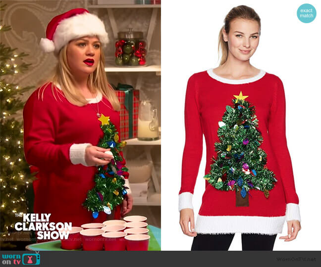Kris Kringle Tunic Hockey Jersey Ugly Christmas by Blizzard Bay worn by Kelly Clarkson  on The Kelly Clarkson Show