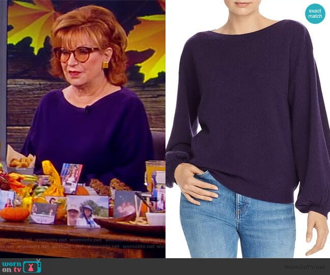 Balloon-Sleeve Cashmere Sweater by C by Bloomingdale's worn by Joy Behar on The View