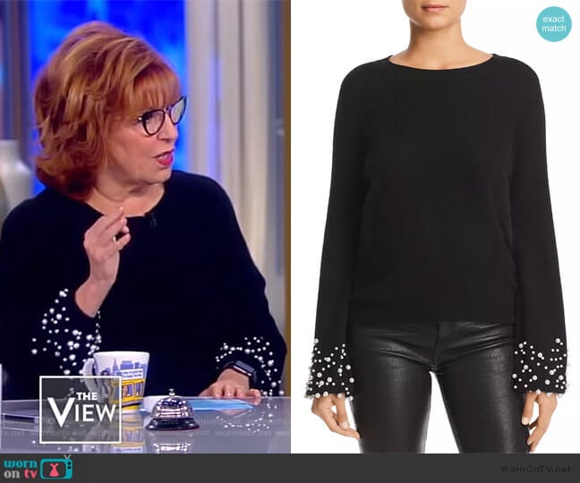 Embellished-Cuff Cashmere Sweater by C by Bloomingdales worn by Joy Behar on The View