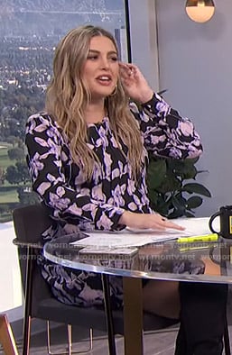 Carissa’s black and lilac floral dress on E! News Daily Pop