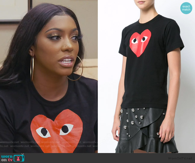 Heart Print T-shirt by Gomme Des Garcons Play worn by Porsha Williams  on The Real Housewives of Atlanta