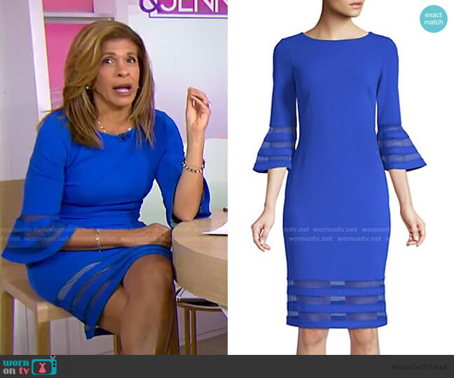 WornOnTV: Hoda’s blue mesh inset bell sleeve dress on Today | Hoda Kotb ...
