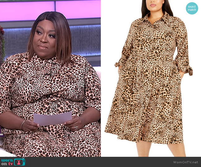 Plus Size Animal-Print Shirtdress by Calvin Klein worn by Loni Love on The Real