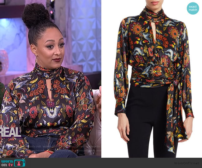 Jacqueline Paisley Top by Cinq A Sept worn by Tamera Mowry  on The Real