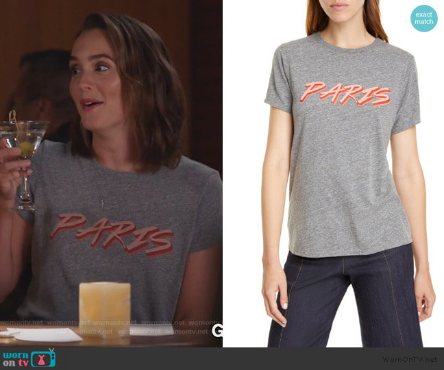 Paris Crewneck Tee by Cinq a Sept worn by Angie (Leighton Meester) on Single Parents