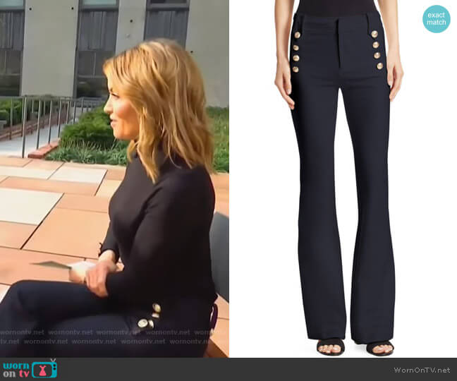 WornOnTV: Kit’s navy pants with gold buttons on Access Hollywood | Kit ...