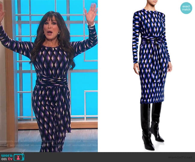 Gabel Printed Wool Belted Dress by Diane von Furstenberg worn by Marie Osmond on The Talk