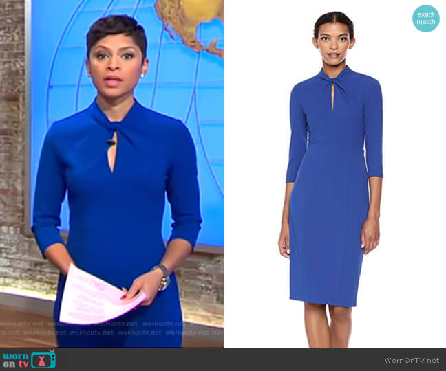 Knotted Crepe Sheath Dress by Donna Morgan worn by Jericka Duncan  on CBS Mornings
