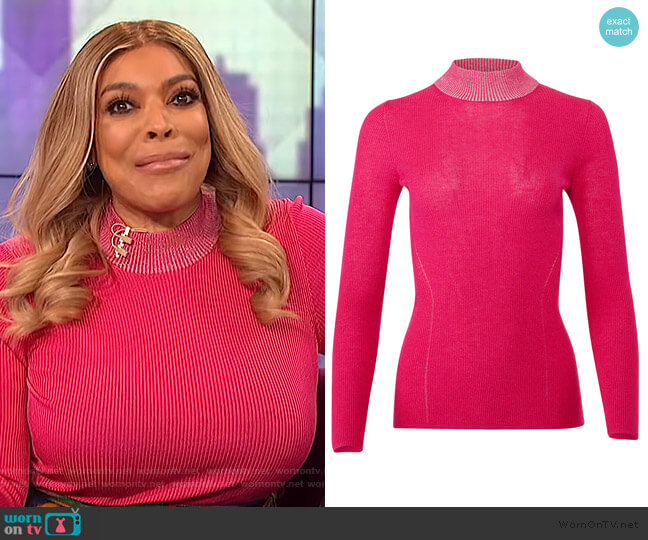 Pink Dione Sweater by Dreyden worn by Wendy Williams on The Wendy Williams Show