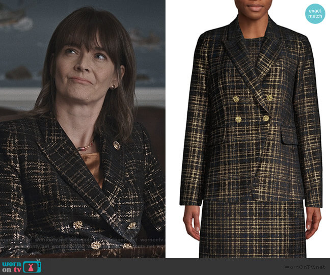 Jezebel Metallic Tweed Double-Breasted Blazer by Elie Tahari worn by Enid Graham on Madam Secretary