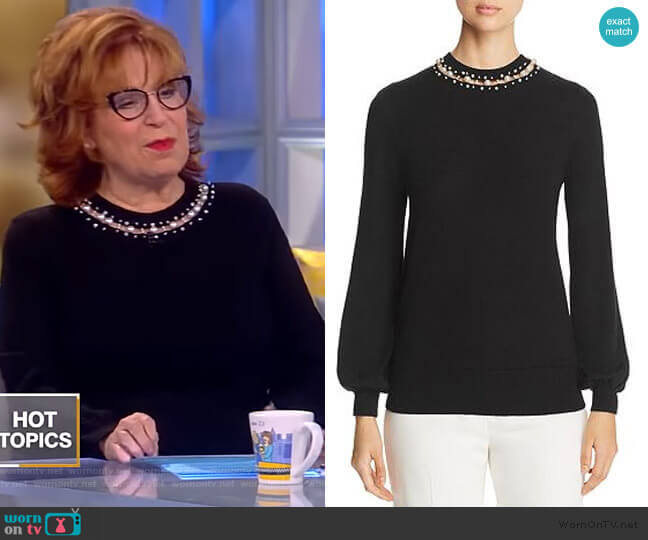 Sharar Faux-Pearl Neck Sweater by Elie Tahari worn by Joy Behar on The View