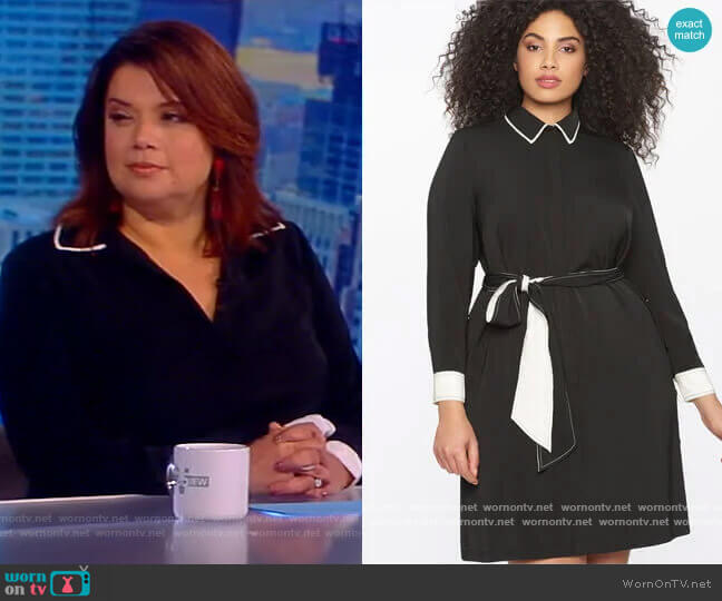 WornOnTV: Ana’s black contrast tie waist dress on The View | Ana ...