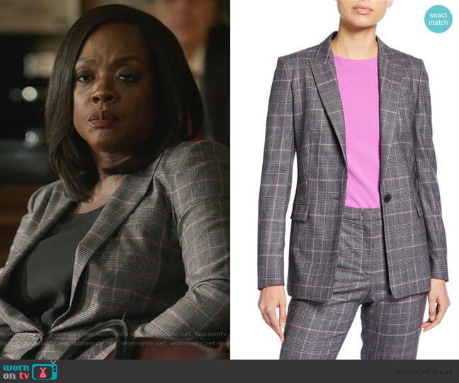 Begas Glen-Plaid Wool Jacket by Escada worn by Annalise Keating (Viola Davis) on How to Get Away with Murder