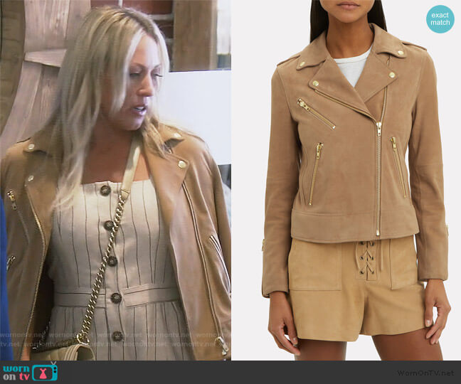 Frances Moto Jacket by Fifth & Mode worn by Braunwyn Windham-Burke on The Real Housewives of Orange County