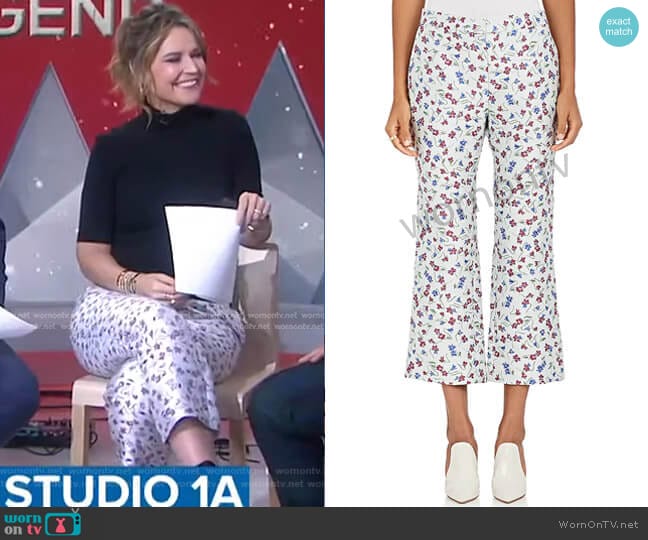 Floral-Jacquard Flared Crop Pants by Altuzarra worn by Savannah Guthrie on Today