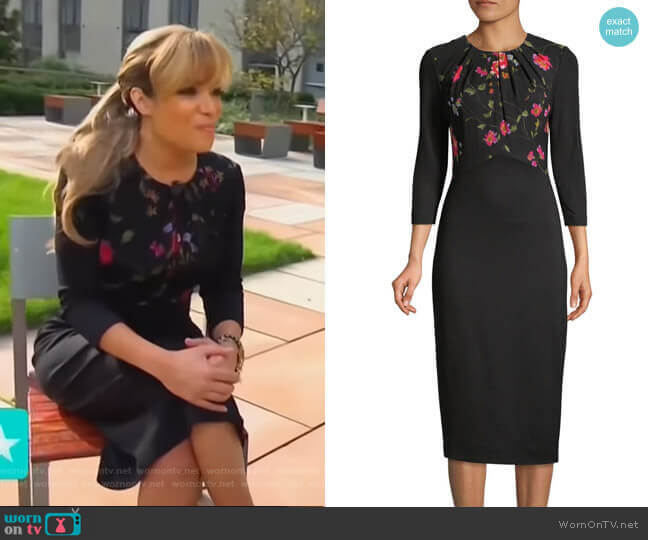 Floral Vine Stretch Ponte Sheath Dress by Jason Wu worn by Sunny Hostin on Access Hollywood