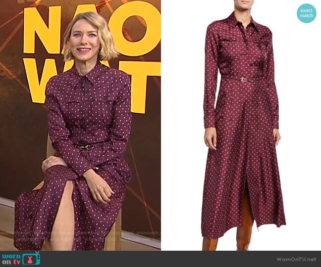 Polka Dot Silk Twill Shirtdress by Gabriela Hearst worn by Naomi Watts on Today Show