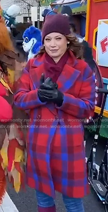 Ginger’s red and blue plaid coat on Good Morning America