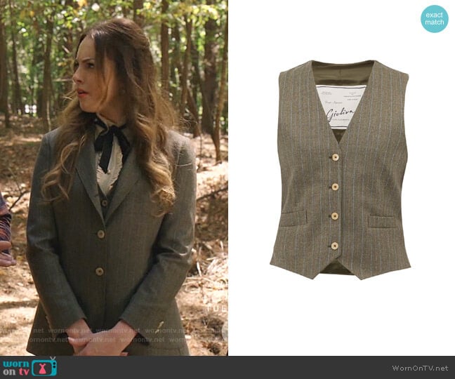 Andrea Waistcoat by Giuliva Heritage Collection worn by Fallon Carrington (Elizabeth Gillies) on Dynasty